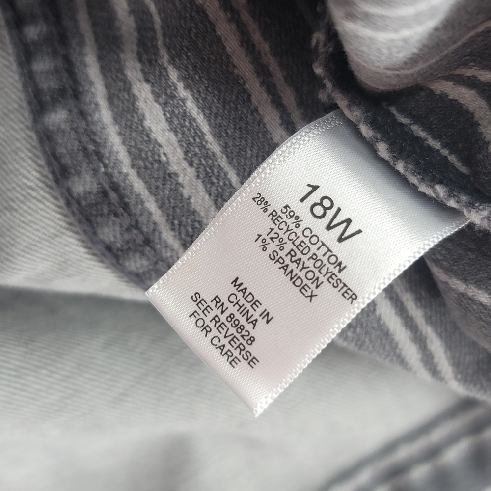 LOGO Lori Goldstein Womens 18W Jacket Denim Gray Stripe Lagenlook Layering Plus - Picture 5 of 5